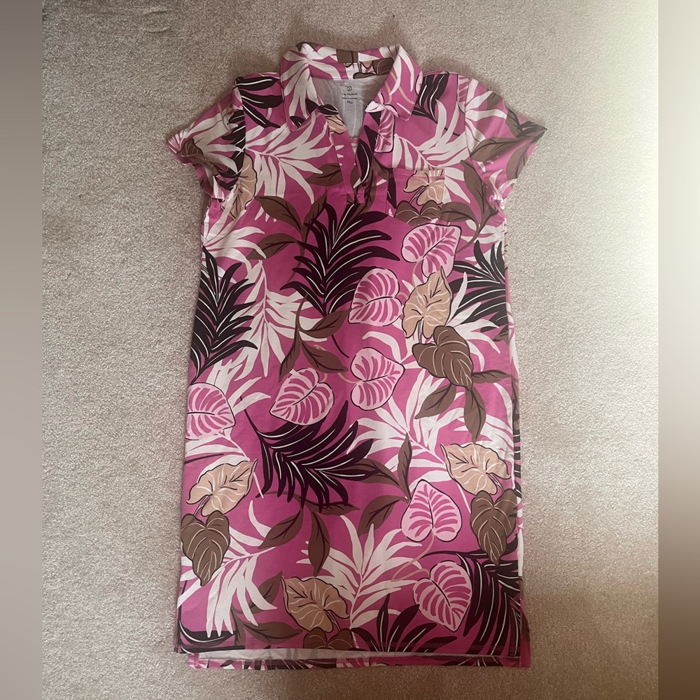 Pink and Brown Floral Midi Dress